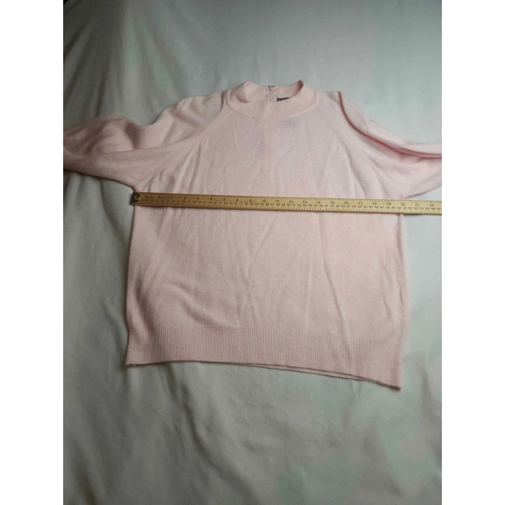 Designers Originals Luxelon Pink Mock Neck Back Zip Raglan Sweater Large Womens
